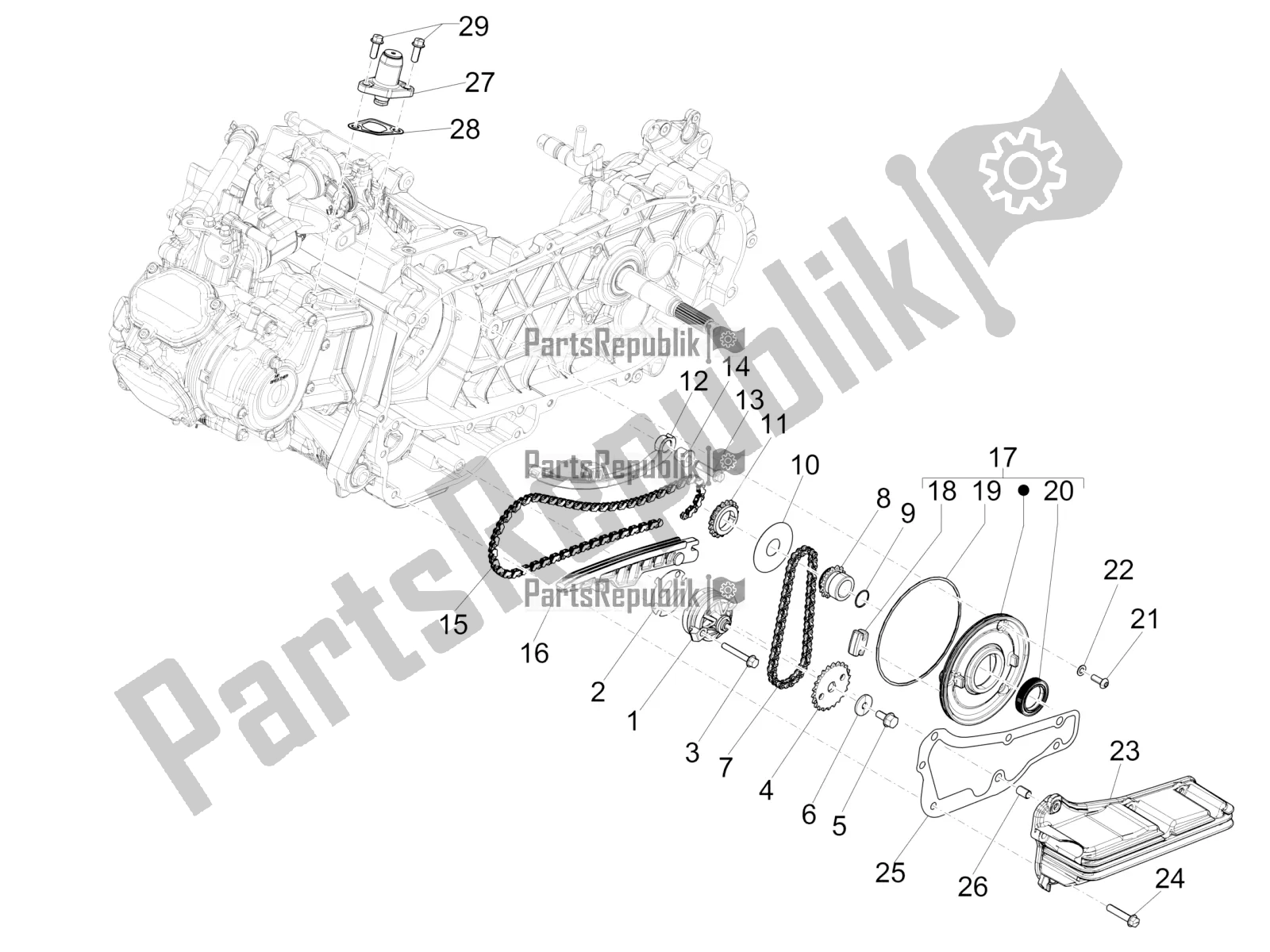 Toutes les pièces pour le La Pompe à Huile du Vespa GTS 125 /GTS Super 0 2018