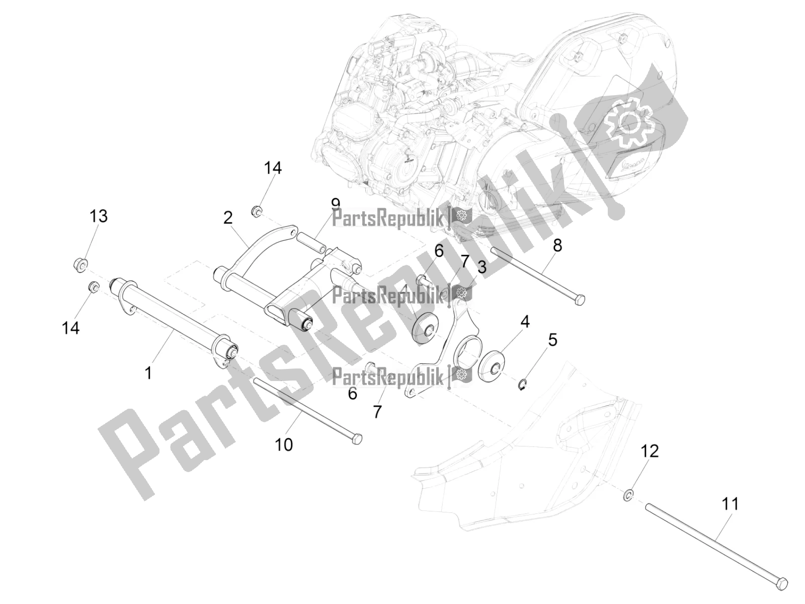 Toutes les pièces pour le Bras Oscillant du Vespa GTS 125 /GTS Super 0 2018