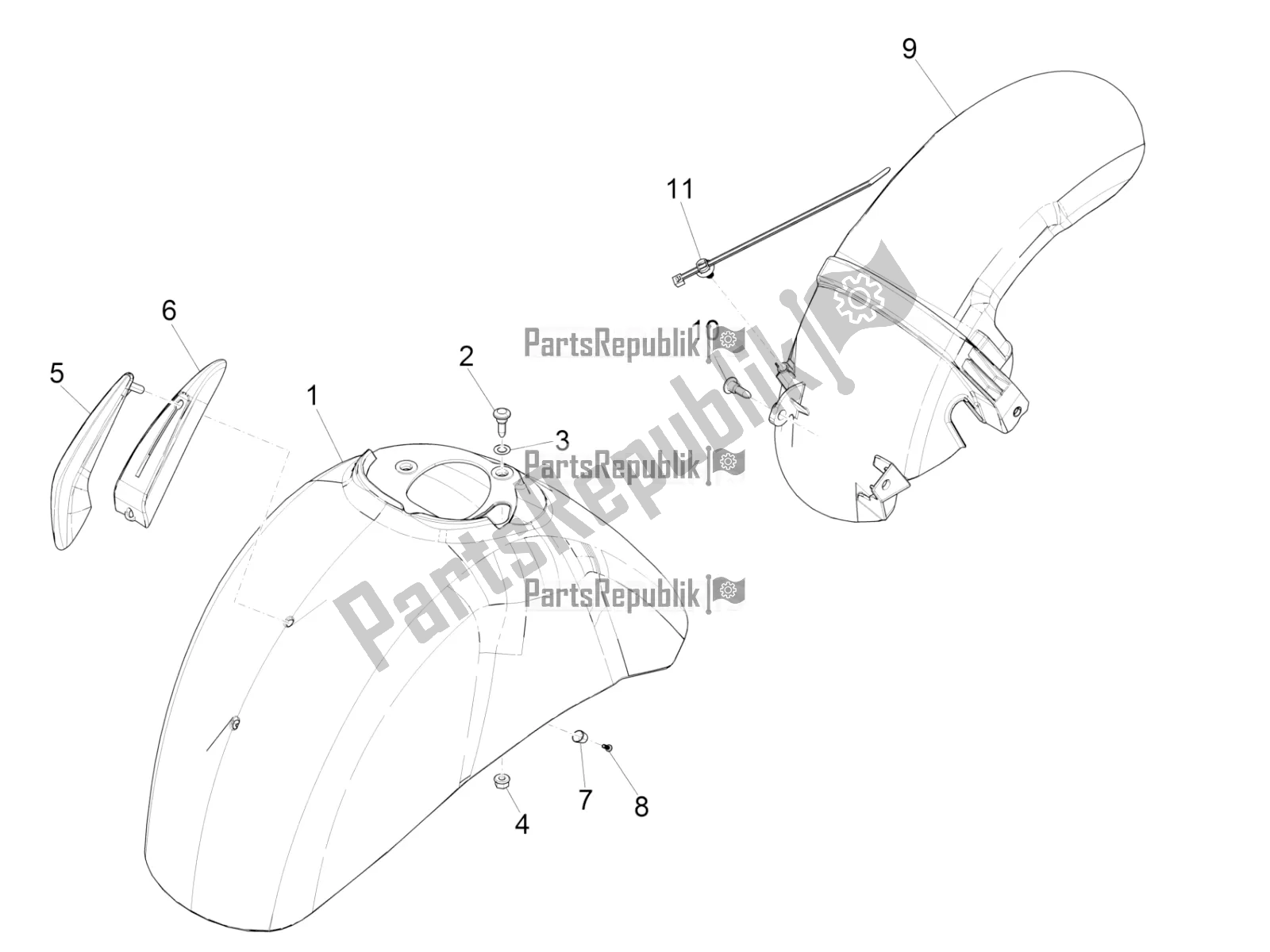 Toutes les pièces pour le Logement De Roue - Garde-boue du Vespa GTS 125 /GTS Super 0 2018