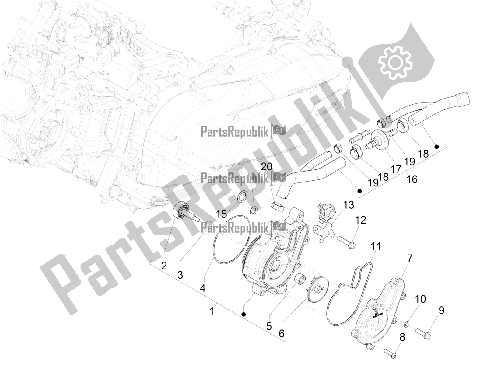 Toutes les pièces pour le Pompe De Refroidissement du Vespa GTS 125 Super ABS 2018