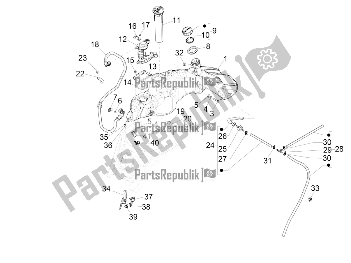 Todas las partes para Depósito De Combustible de Vespa GTS 125 Super ABS 2018