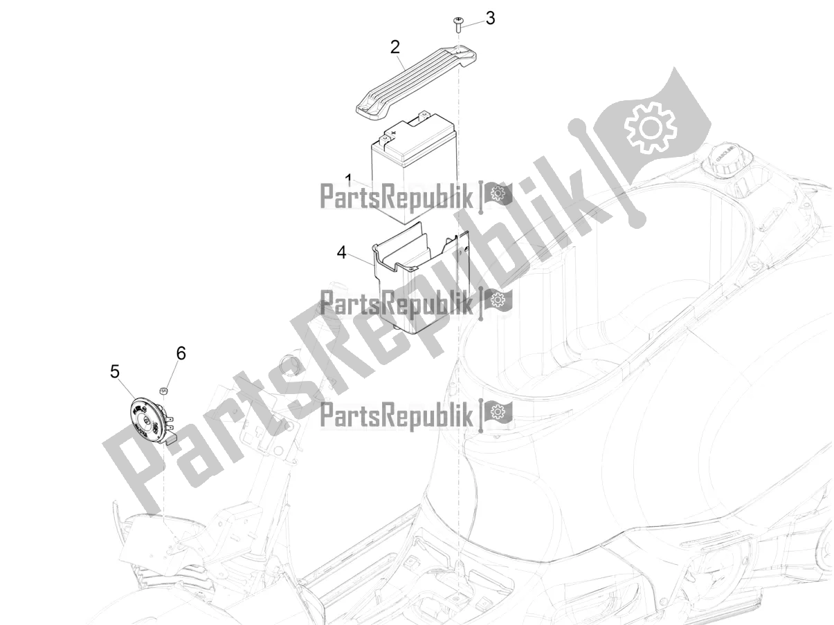 Tutte le parti per il Interruttori Del Telecomando - Batteria - Avvisatore Acustico del Vespa GTS 125 Super ABS 2018