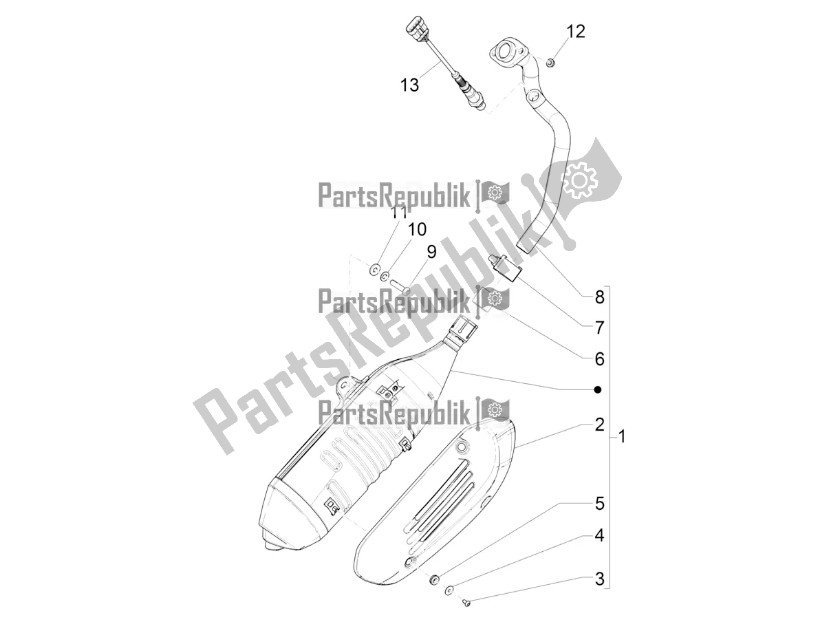 Todas as partes de Silenciador do Vespa GTS 125 Super ABS 2018