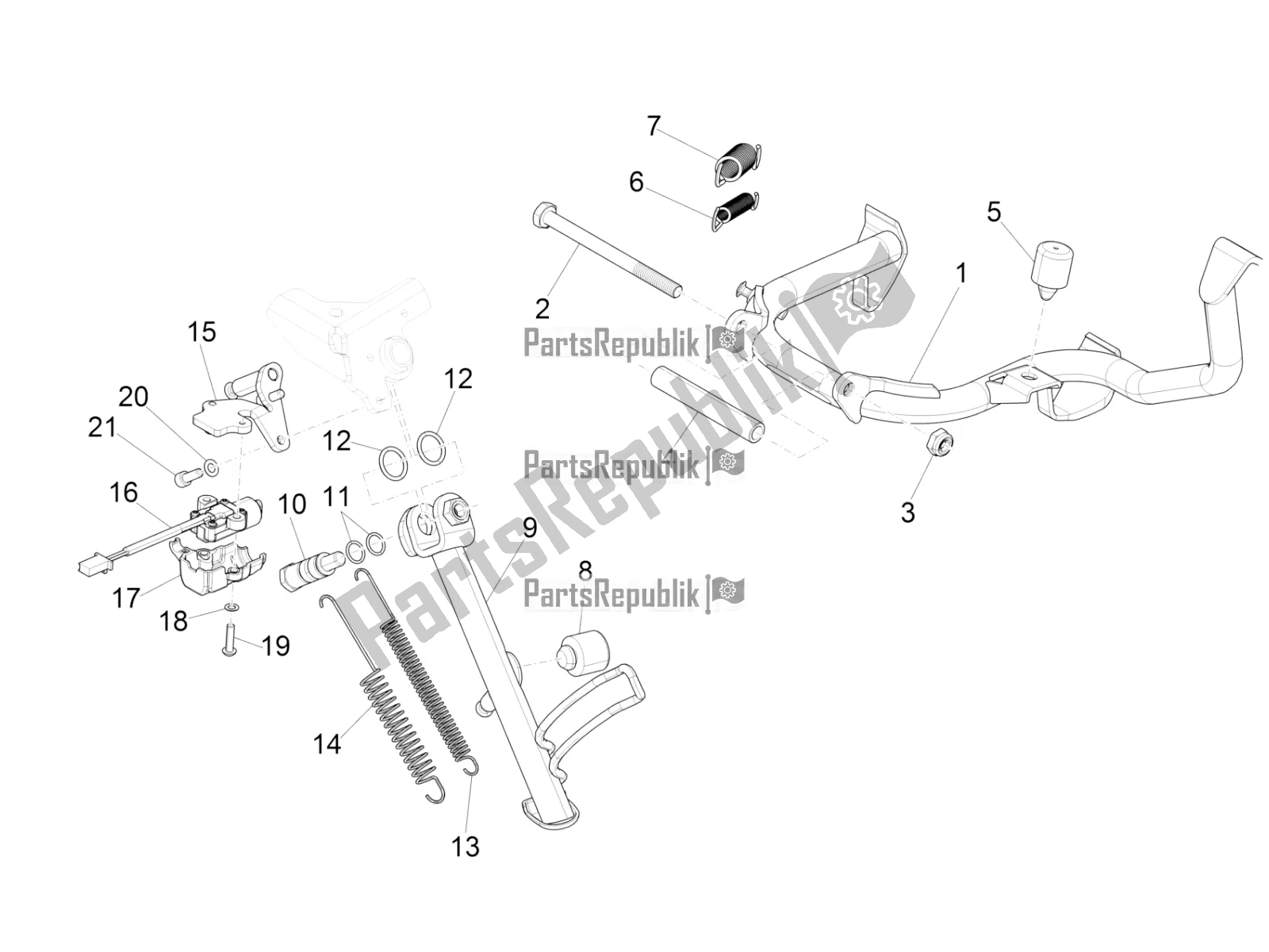 All parts for the Stand/s of the Vespa GTS 125 Super ABS 2018