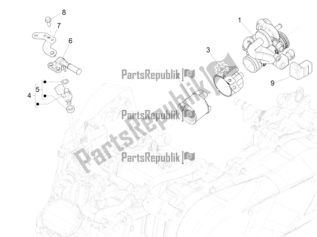 Tutte le parti per il Throttle Body - Injector - Induction Joint del Vespa GTS 125 Super ABS 2018