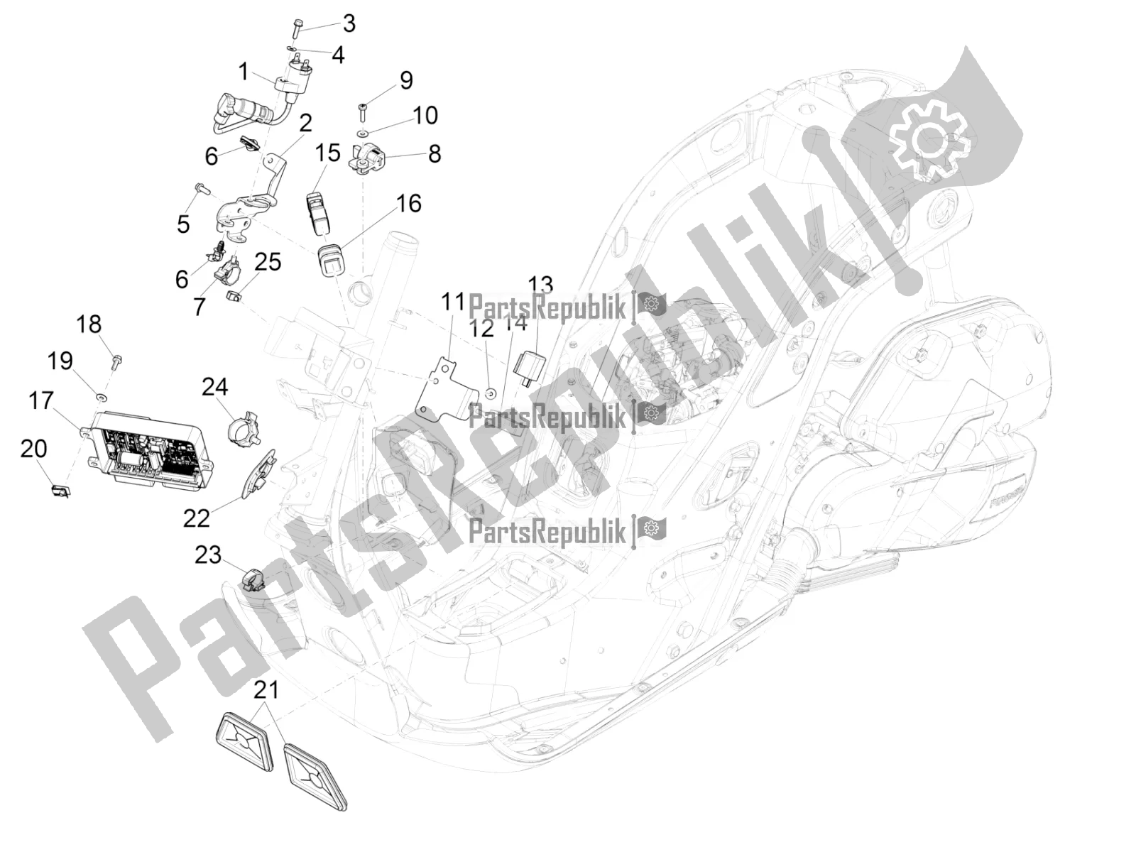 Wszystkie części do Regulatory Napi? Cia - Elektroniczne Jednostki Steruj? Ce (ecu) - H. T. Cewka Vespa GTS 125 Super ABS 2018