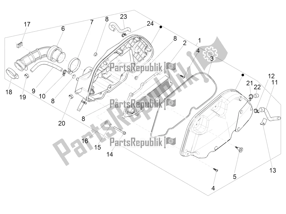 Alle onderdelen voor de Luchtfilter van de Vespa GTS 125 Super ABS 2019