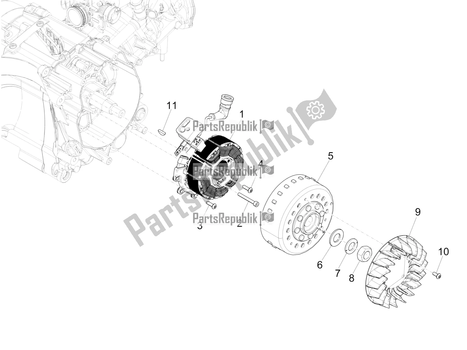 All parts for the Flywheel Magneto of the Vespa GTS 125 Super ABS 2019