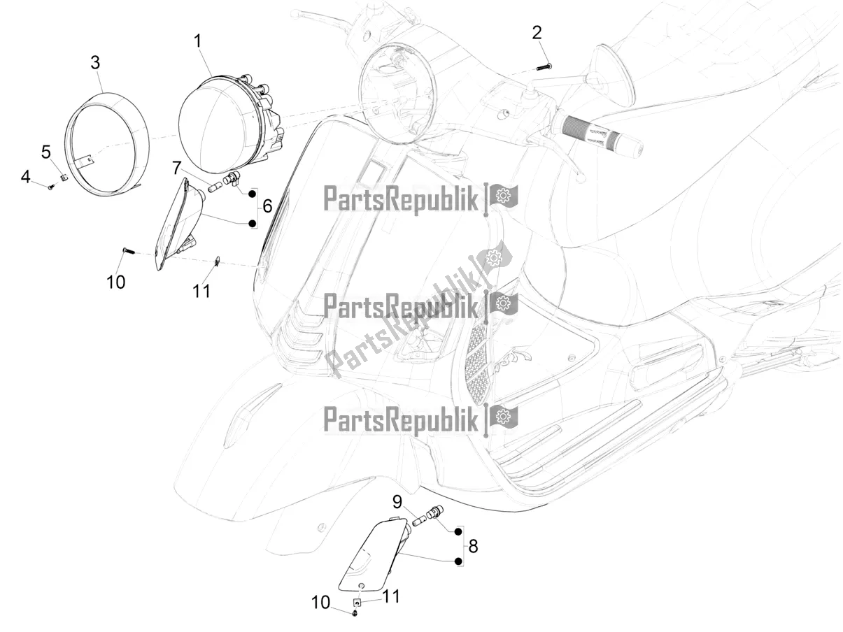 Toutes les pièces pour le Phares Avant - Clignotants du Vespa GTS 125 Super ABS 2019