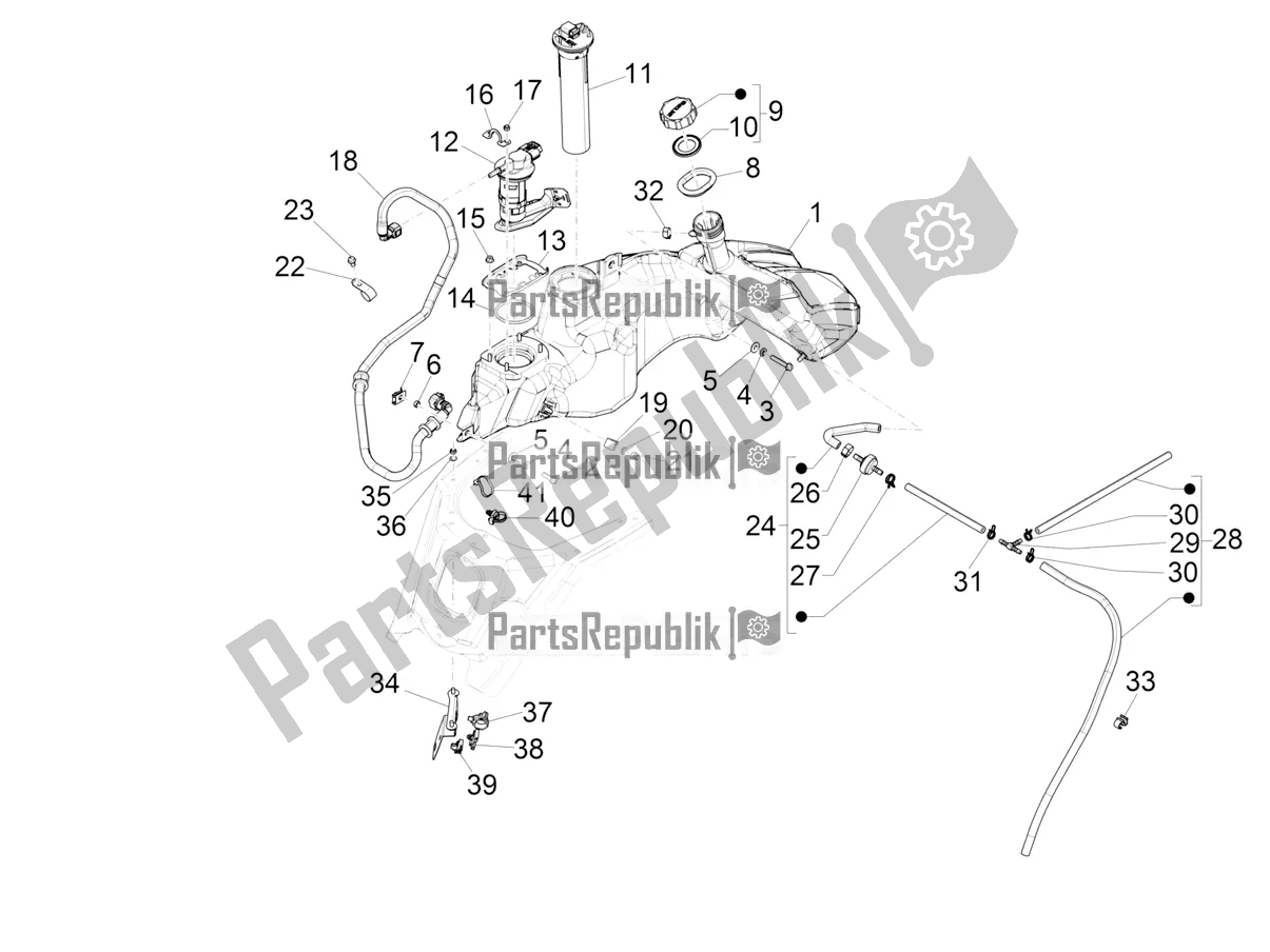 Tutte le parti per il Serbatoio Di Carburante del Vespa GTS 125 Super ABS 2019