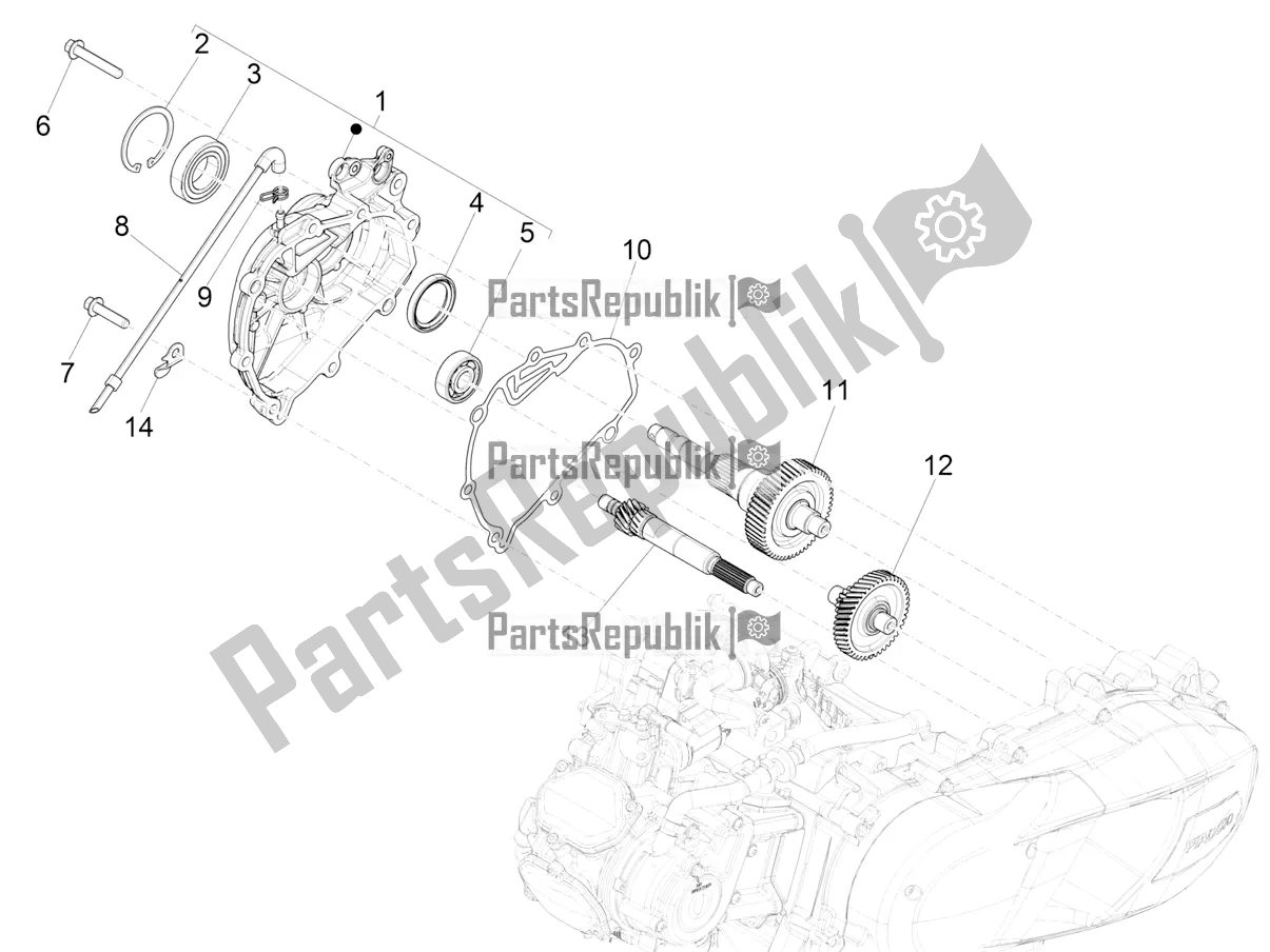 Todas as partes de Unidade De Redução do Vespa GTS 125 Super ABS 2019