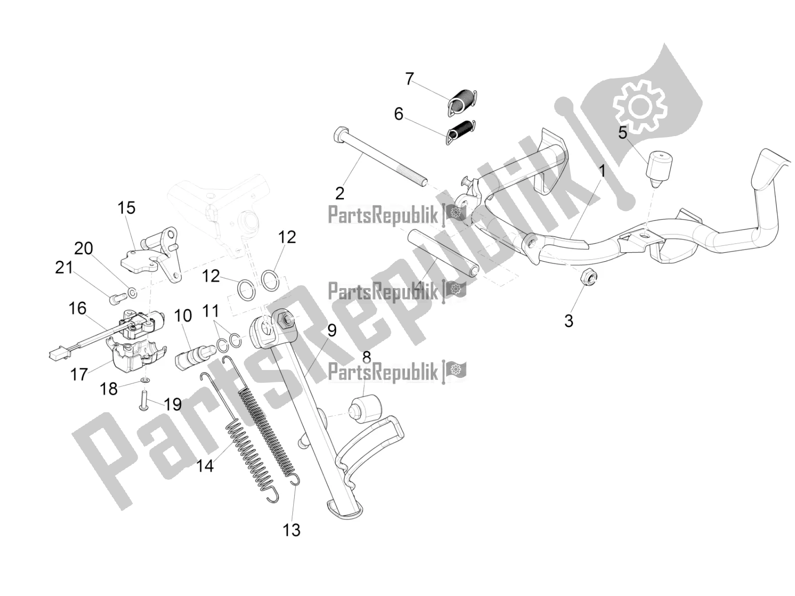 All parts for the Stand/s of the Vespa GTS 125 Super ABS 2019