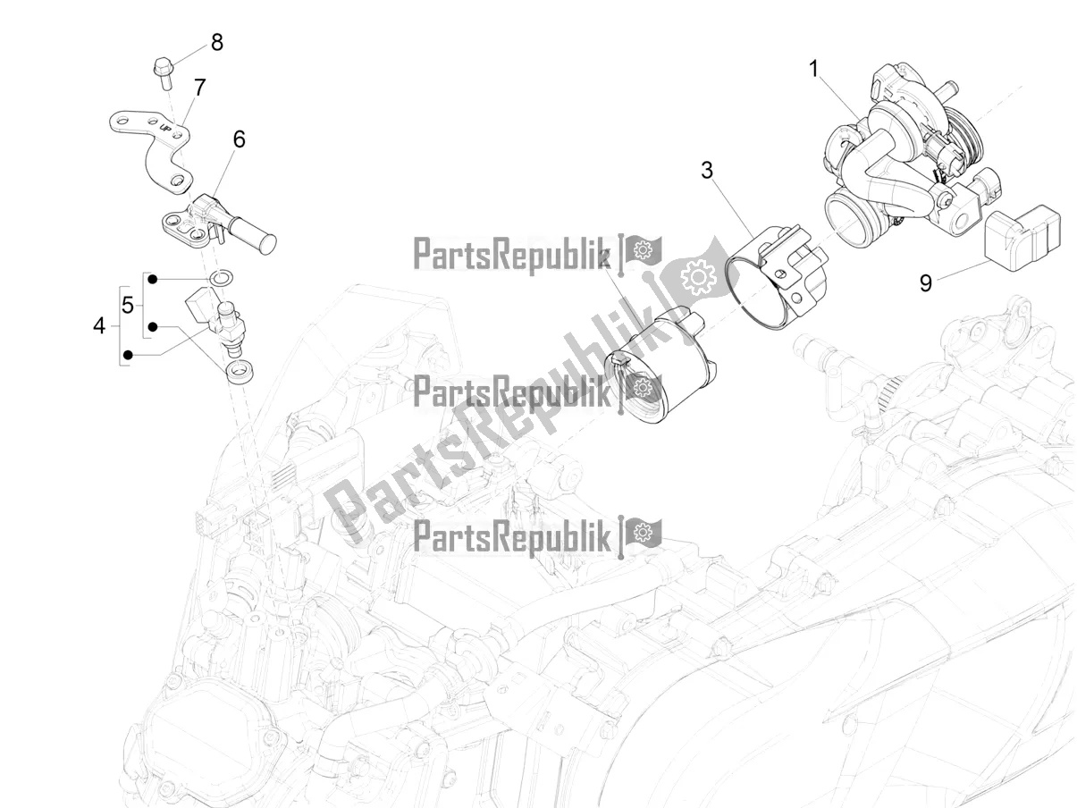 Todas as partes de Throttle Body - Injector - Induction Joint do Vespa GTS 125 Super ABS 2019