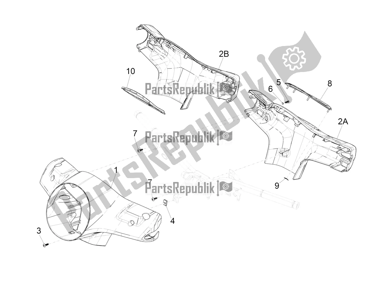 All parts for the Handlebars Coverages of the Vespa GTS 125 Super ABS 2020