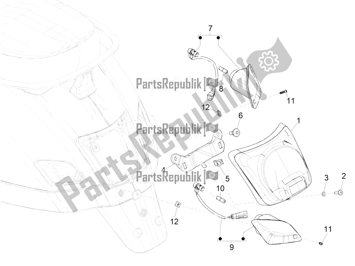 Todas as partes de Faróis Traseiros - Pisca-piscas do Vespa GTS 125 Super ABS 2020