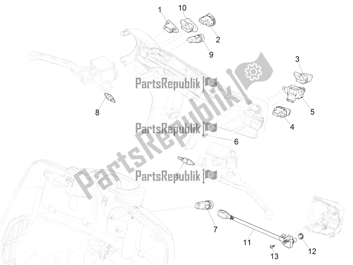 Alle onderdelen voor de Keuzeschakelaars - Schakelaars - Knoppen van de Vespa GTS 125 Super ABS 2020
