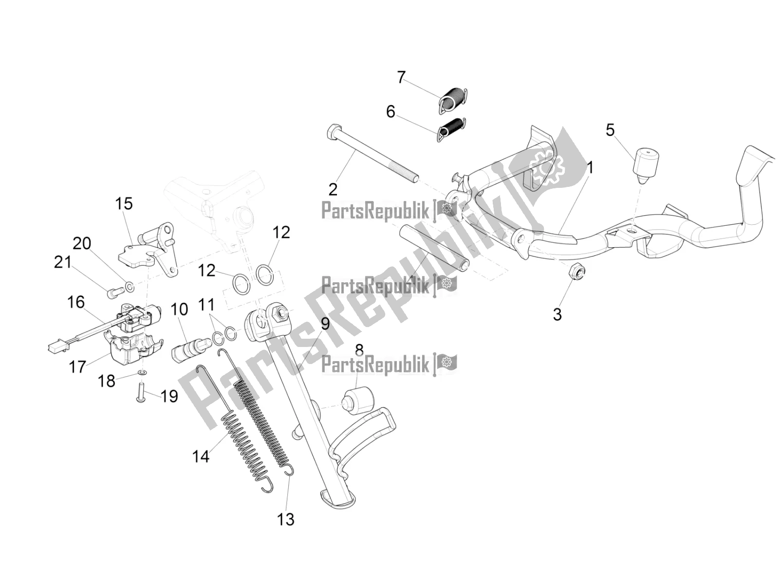 Toutes les pièces pour le Des Stands du Vespa GTS 125 Super ABS 2020