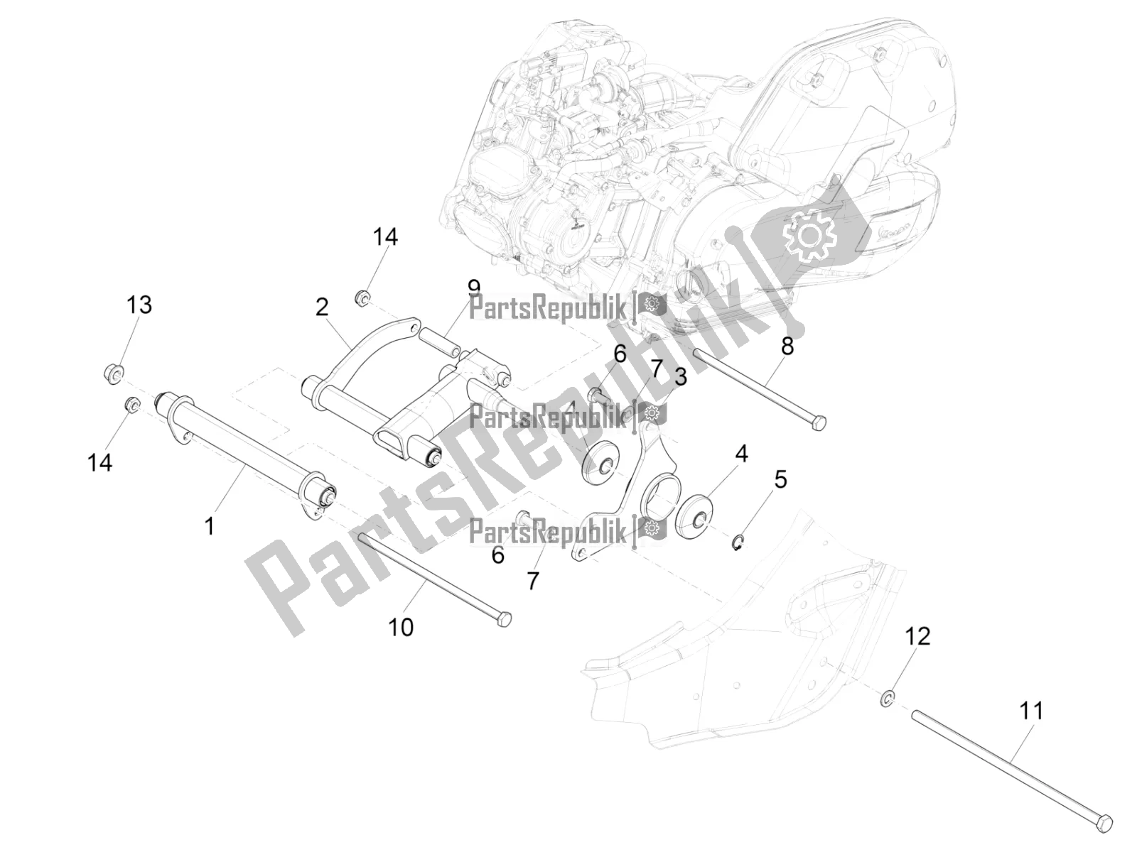 Todas las partes para Brazo Oscilante de Vespa GTS 125 Super ABS 2020