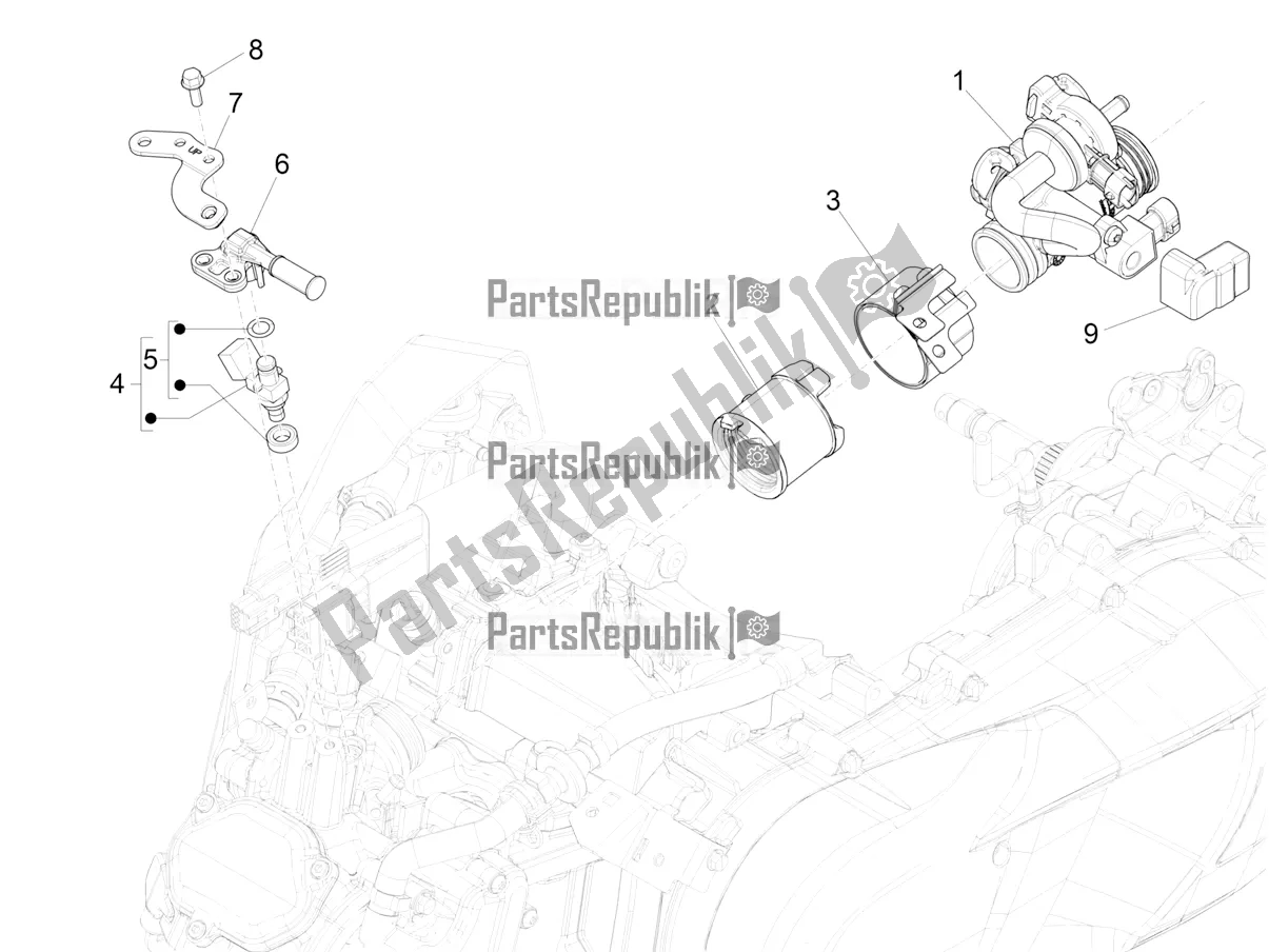 Todas as partes de Throttle Body - Injector - Induction Joint do Vespa GTS 125 Super ABS 2020