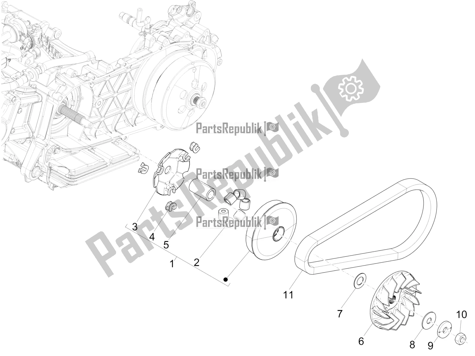 Todas as partes de Polia Motriz do Vespa GTS 125 Super ABS 2021