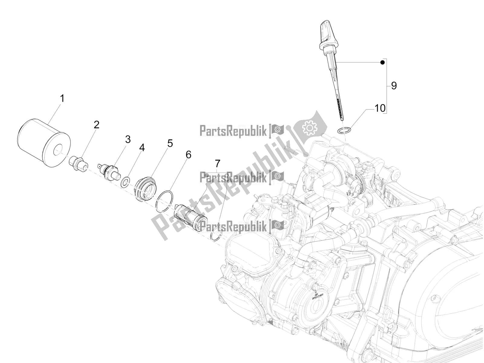Toutes les pièces pour le Couvercle Magnéto Volant - Filtre à Huile du Vespa GTS 125 Super ABS 2021