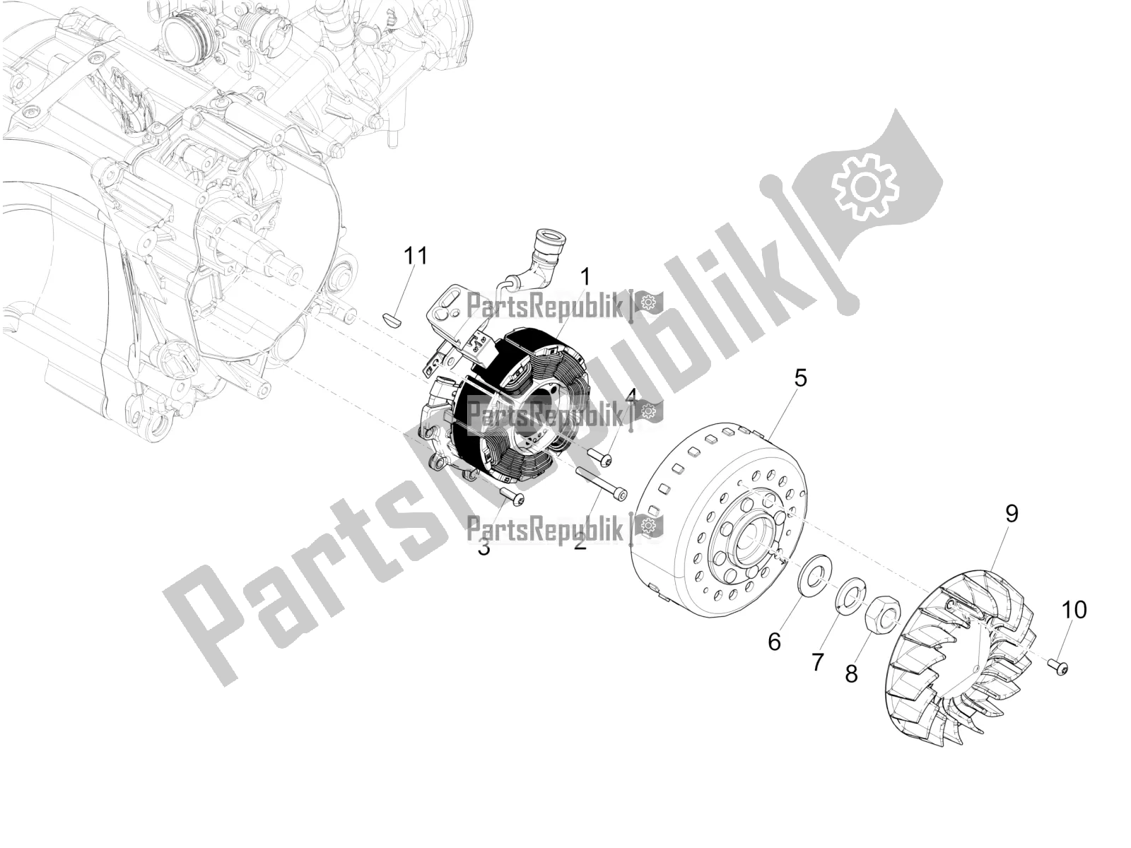 Toutes les pièces pour le Volant Magnéto du Vespa GTS 125 Super ABS 2021