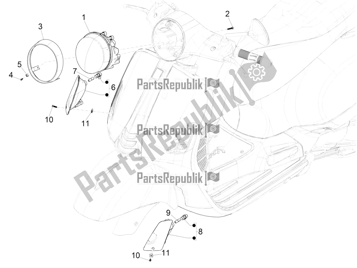 All parts for the Front Headlamps - Turn Signal Lamps of the Vespa GTS 125 Super ABS 2021