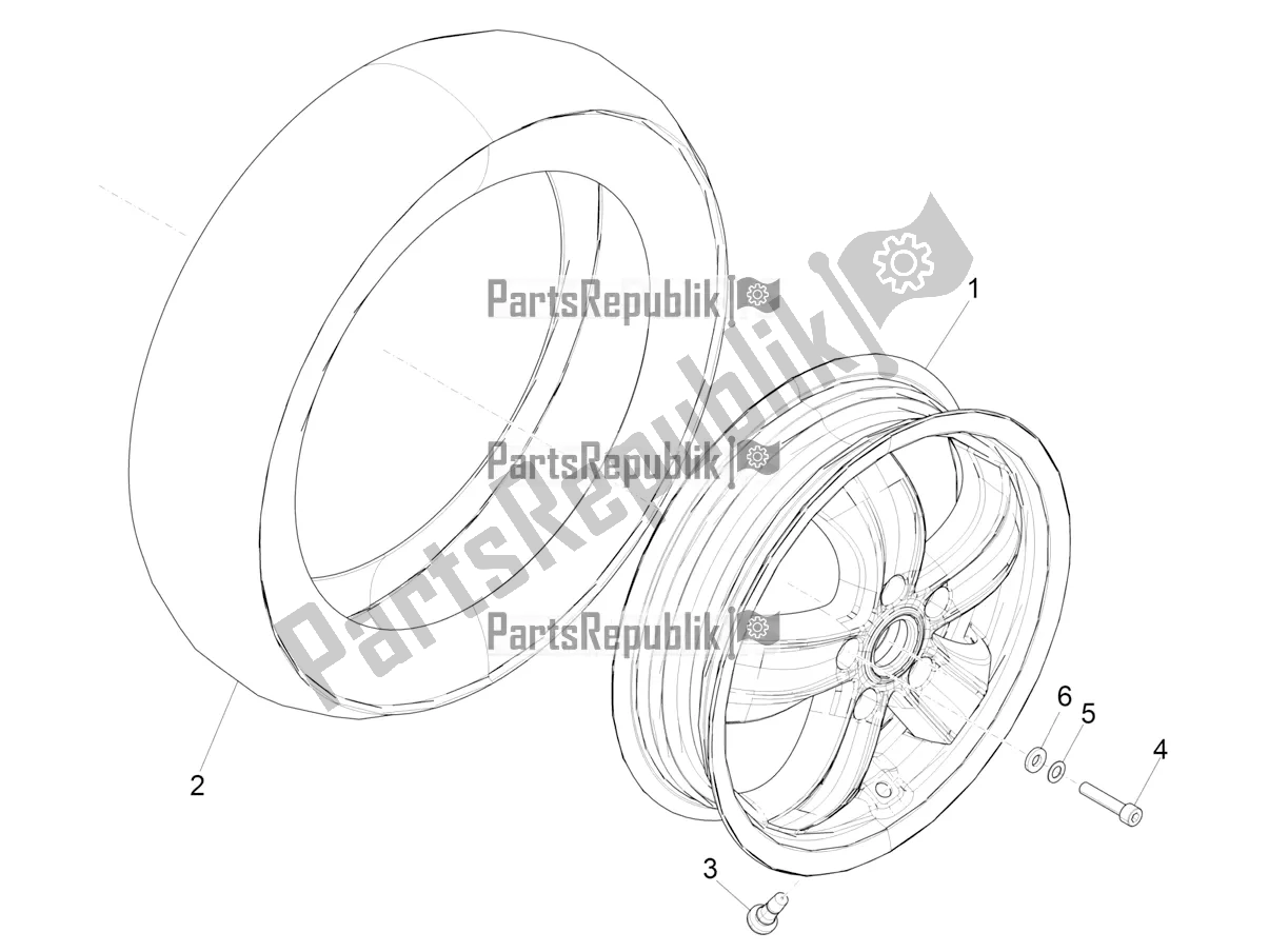 All parts for the Front Wheel of the Vespa GTS 125 Super ABS 2021