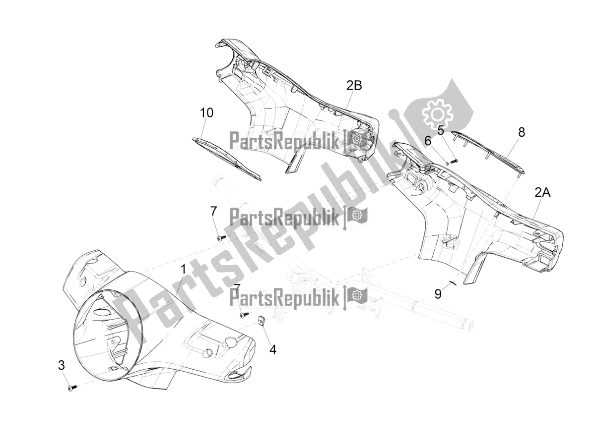 All parts for the Handlebars Coverages of the Vespa GTS 125 Super ABS 2021