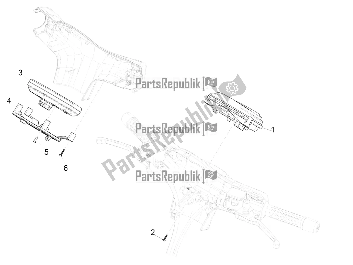 Tutte le parti per il Combinazione Metro - Cruscotto del Vespa GTS 125 Super ABS 2021