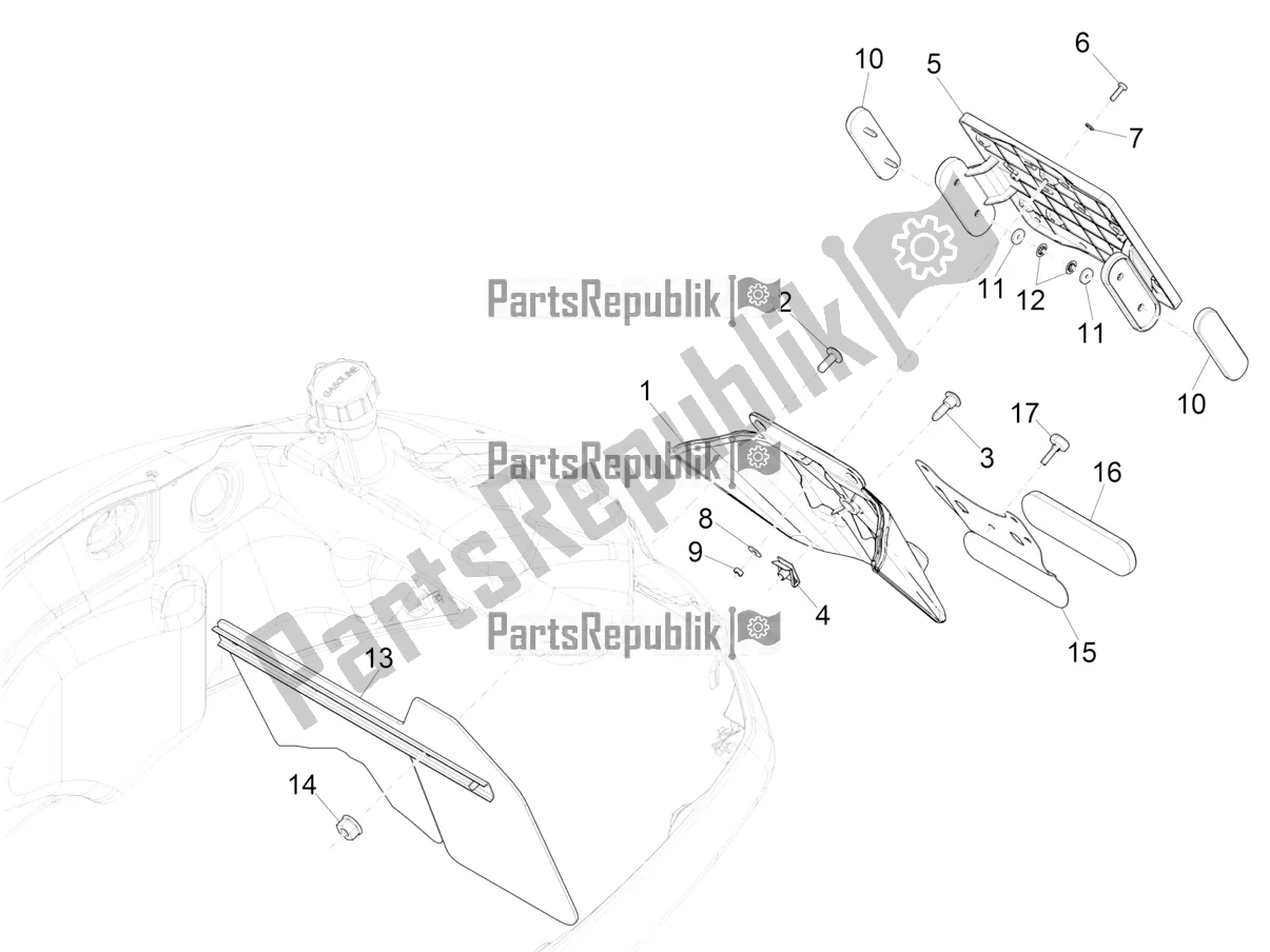 All parts for the Rear Cover - Splash Guard of the Vespa GTS 125 Super ABS 2021