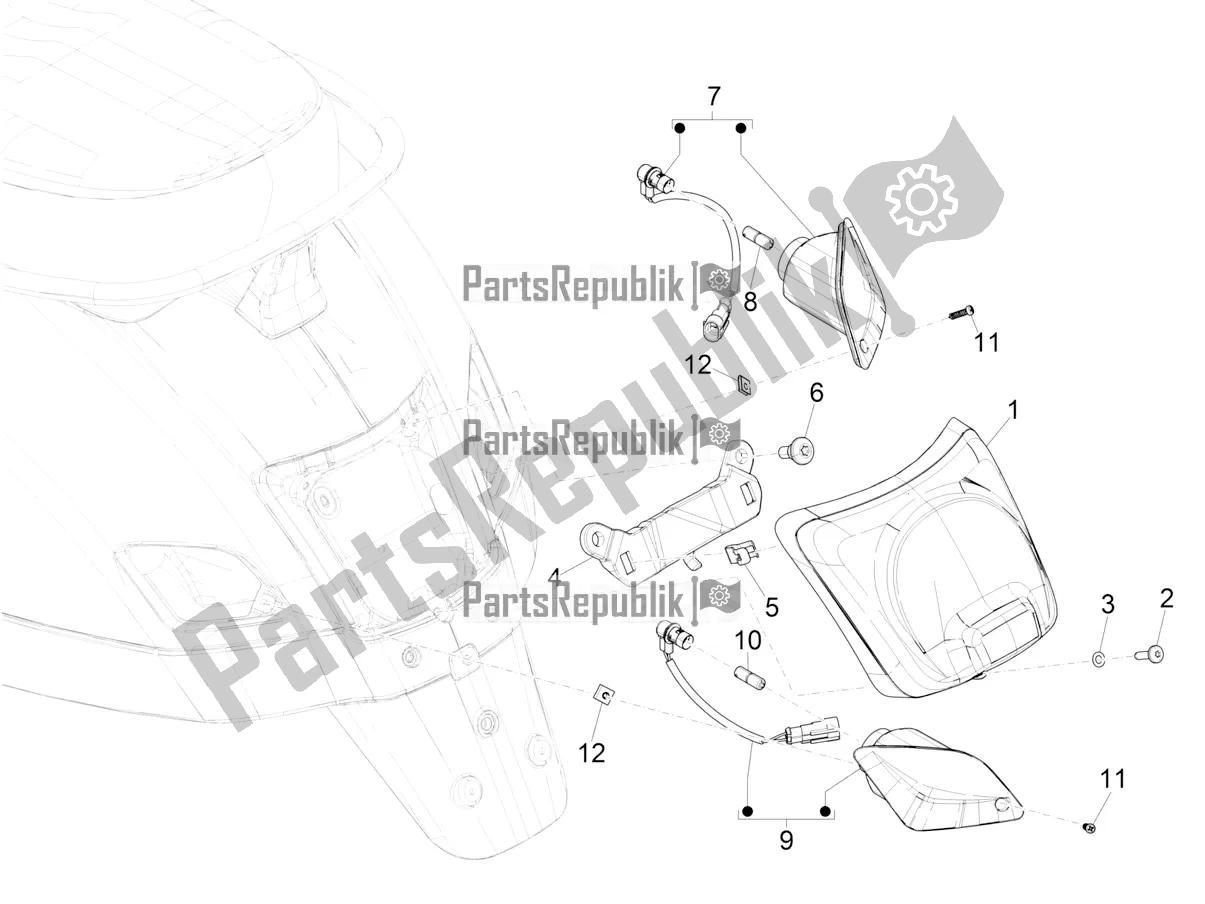 Todas as partes de Faróis Traseiros - Pisca-piscas do Vespa GTS 125 Super ABS 2021