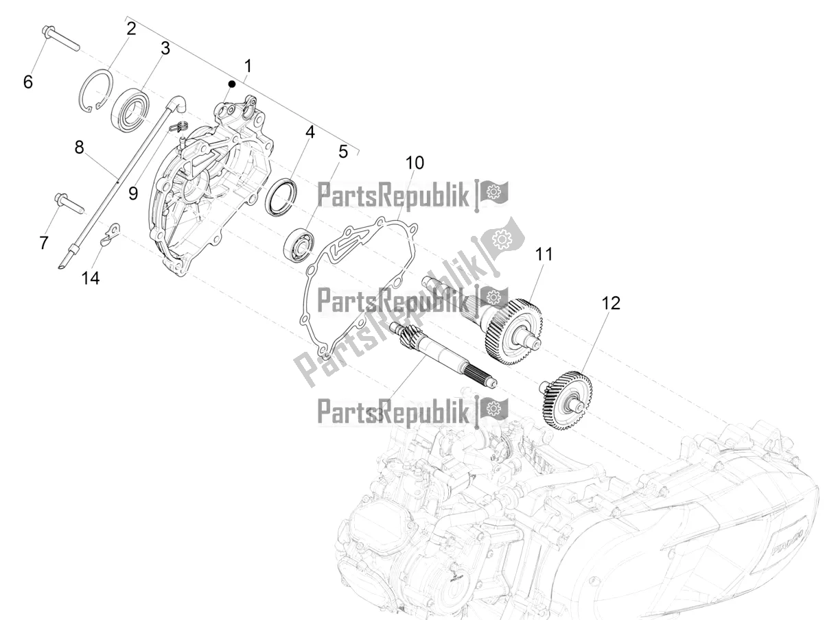 Todas as partes de Unidade De Redução do Vespa GTS 125 Super ABS 2021