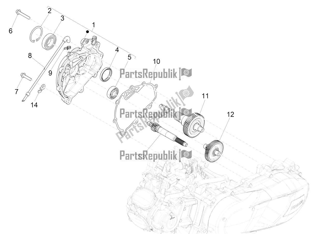 Todas las partes para Unidad De Reducción de Vespa GTS 125 Super ABS 2021