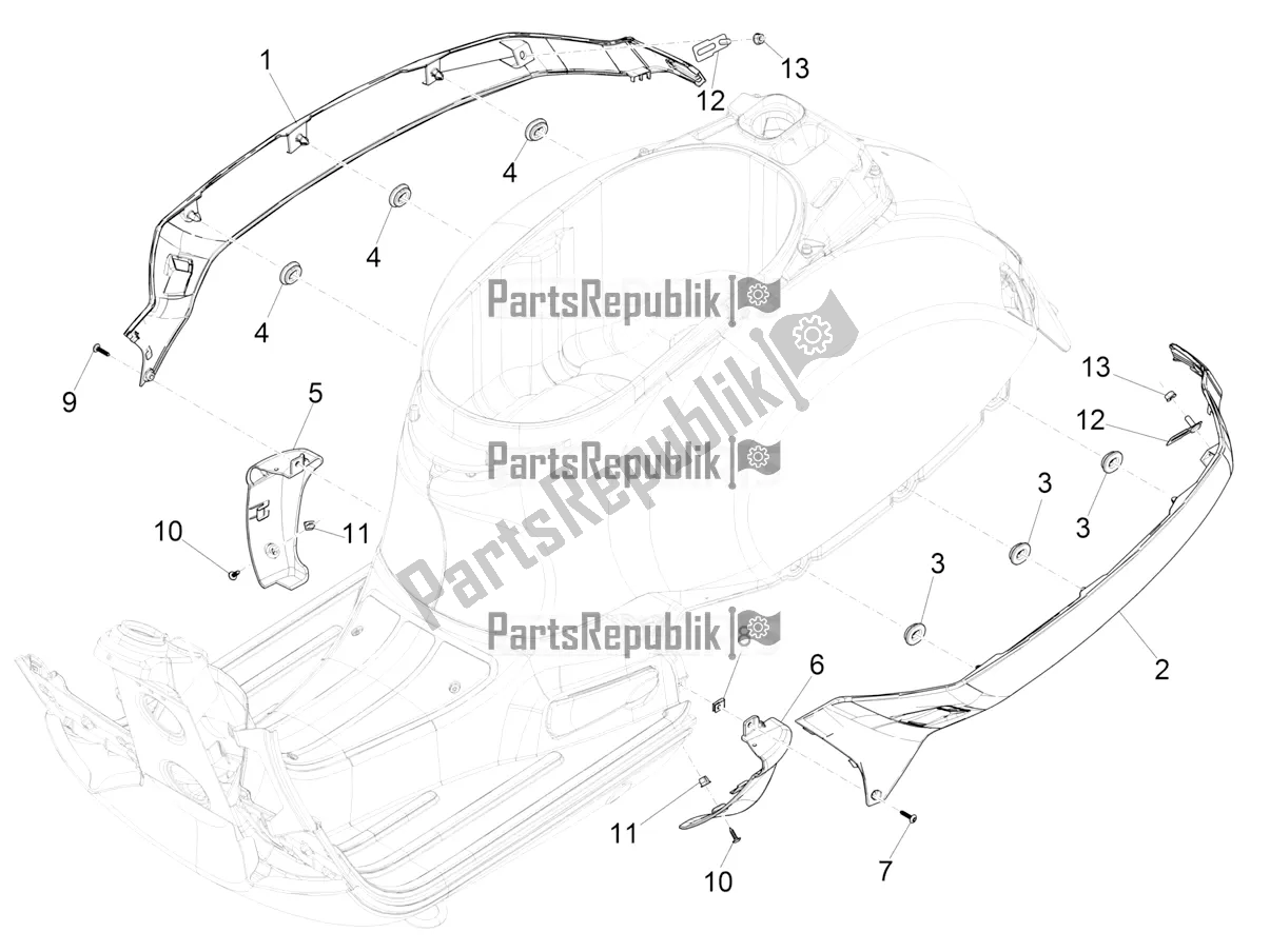 Toutes les pièces pour le Couvercle Latéral - Spoiler du Vespa GTS 125 Super ABS 2021