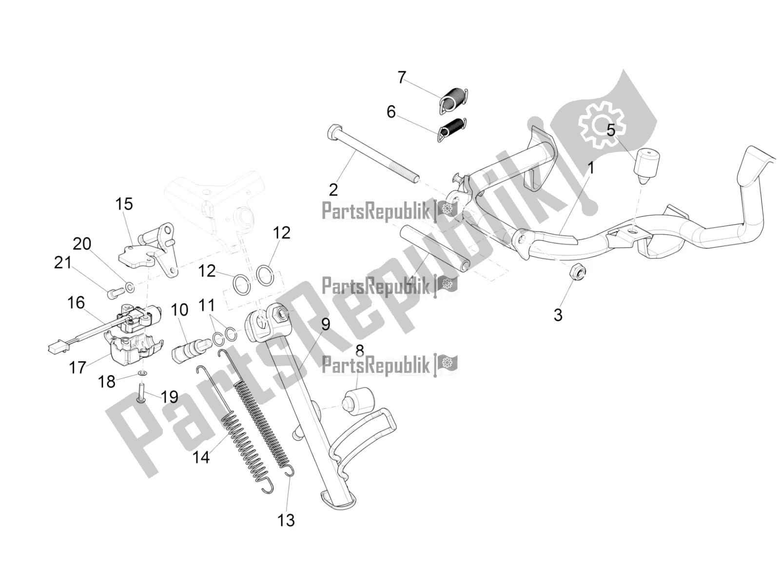 Todas las partes para Soporte / S de Vespa GTS 125 Super ABS 2021