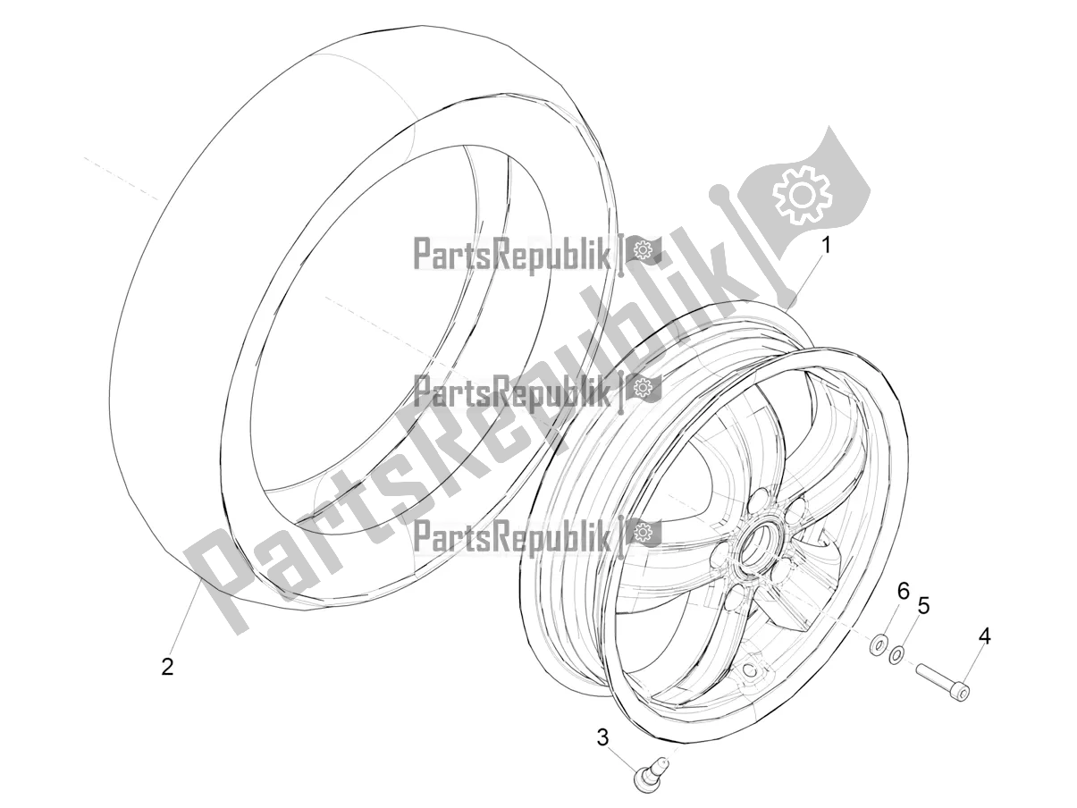 Tutte le parti per il Ruota Anteriore del Vespa GTS 125 Super ABS 2022