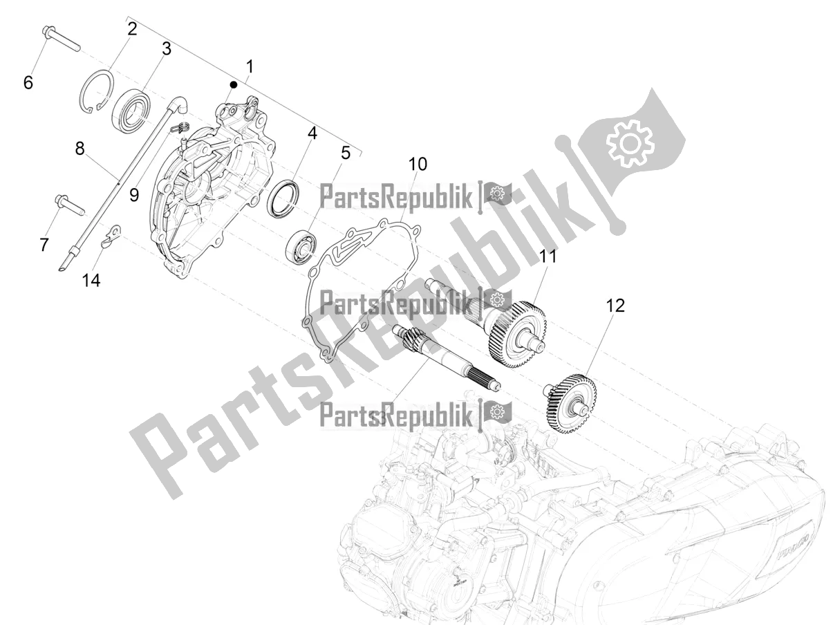 All parts for the Reduction Unit of the Vespa GTS 125 Super ABS 2022