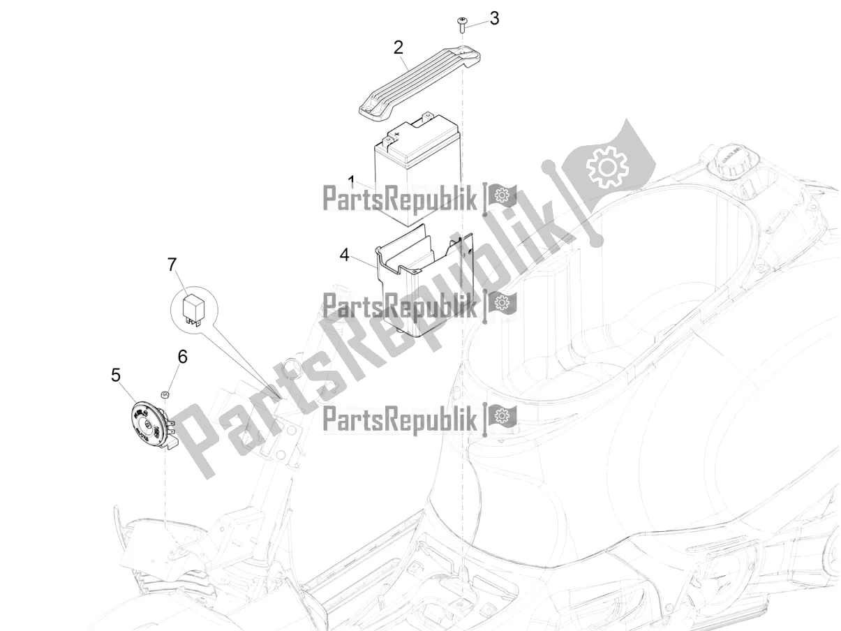 Todas as partes de Interruptores De Controle Remoto - Bateria - Buzina do Vespa GTS 125 Super ABS 2022