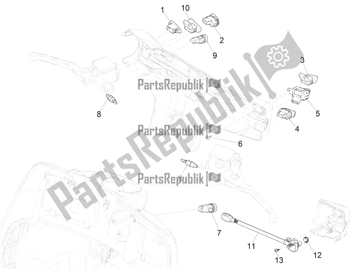 Todas as partes de Seletores - Interruptores - Botões do Vespa GTS 125 Super ABS 2022