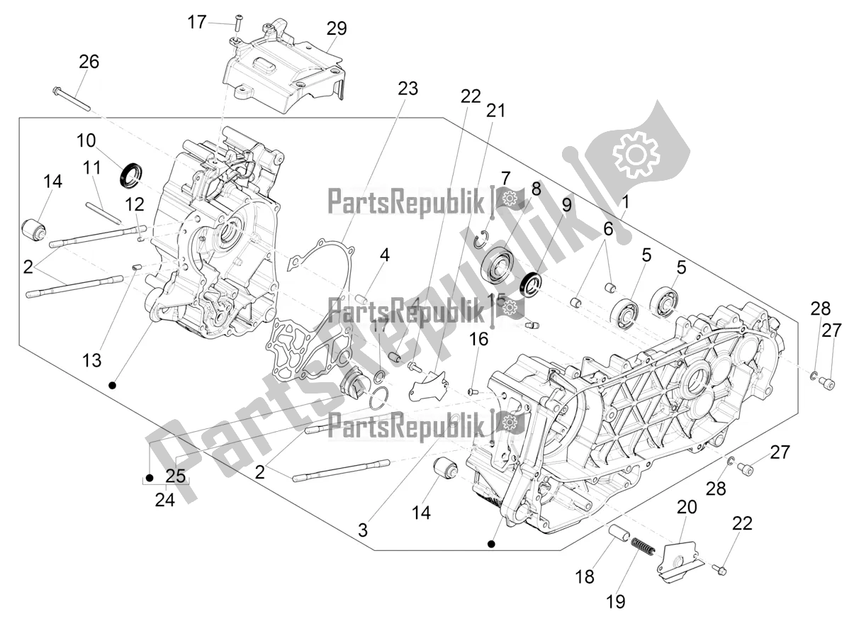 Todas as partes de Bloco Do Motor do Vespa GTS 125 Super ABS Apac 2021