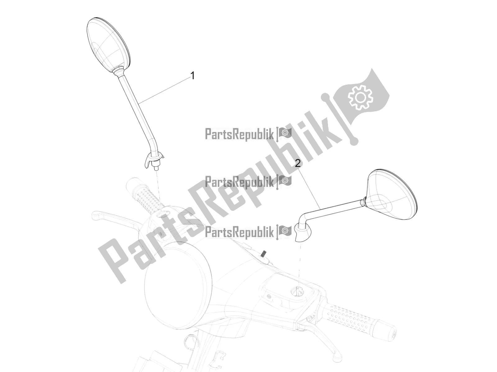 All parts for the Driving Mirror/s of the Vespa GTS 125 Super ABS Apac 2021