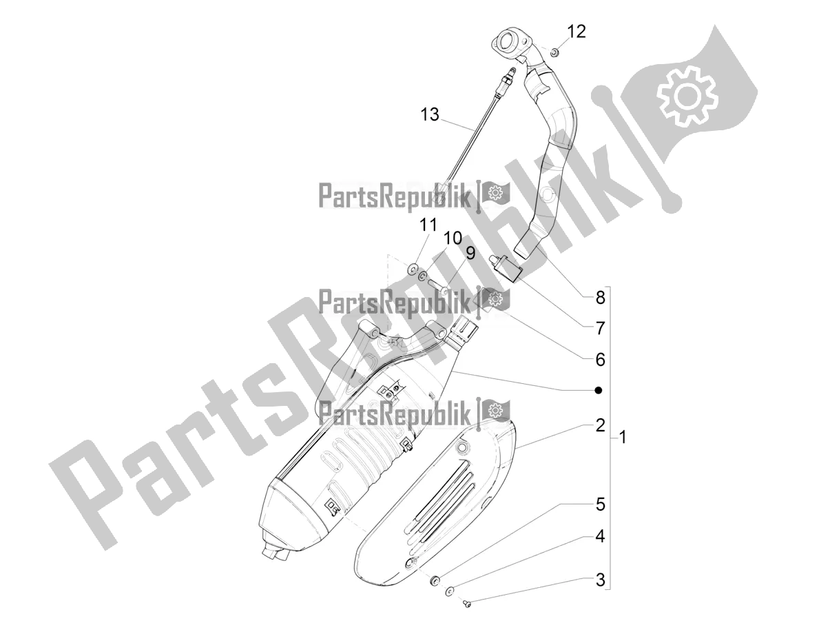 All parts for the Silencer of the Vespa GTS 125 Super ABS Apac 2021