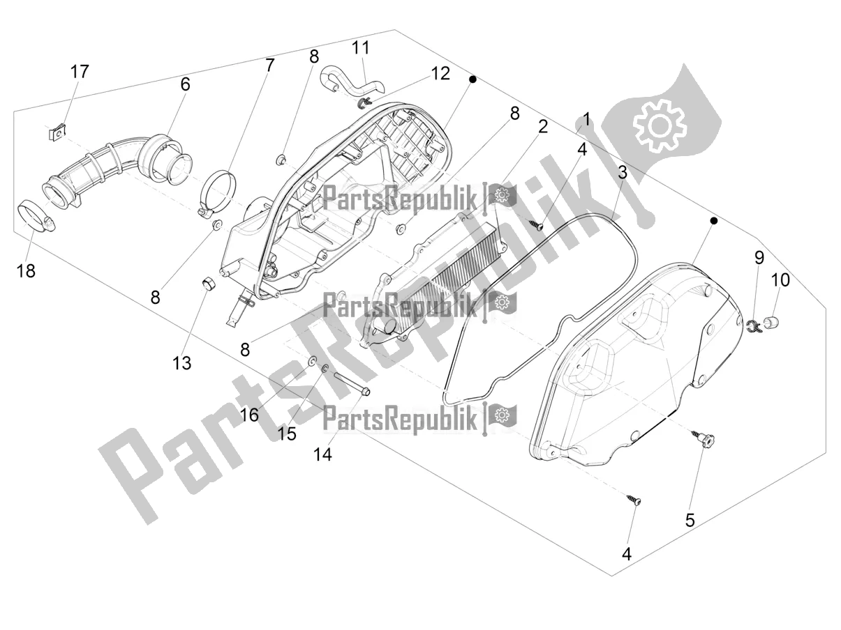 Alle onderdelen voor de Luchtfilter van de Vespa GTS 125 Super ABS Apac 2022