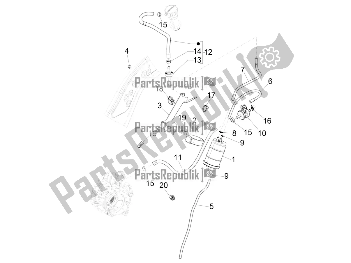 All parts for the Anti-percolation System of the Vespa GTS 125 Super ABS Apac 2022