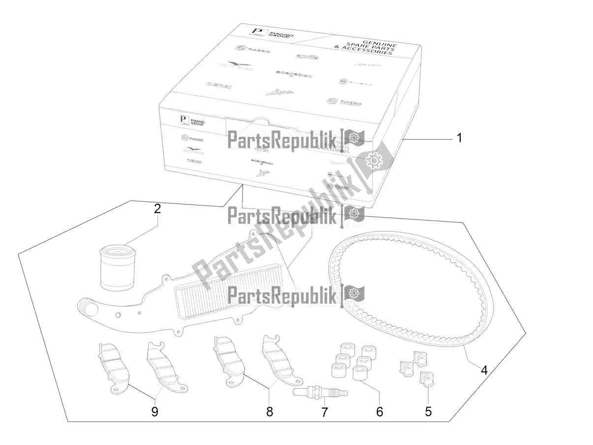 Toutes les pièces pour le Complete Wear And Maintenance Kit du Vespa GTS 125 Super ABS Apac 2022
