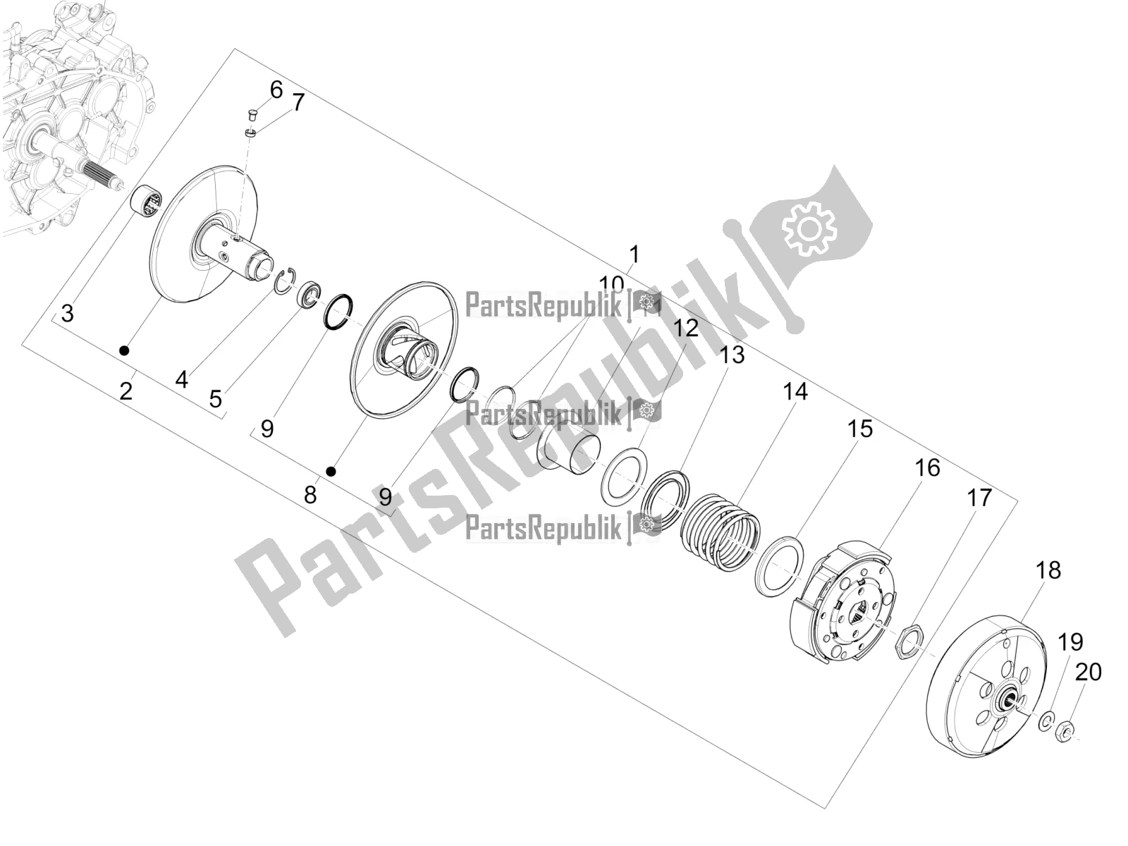Toutes les pièces pour le Poulie Menée du Vespa GTS 125 Super ABS Apac 2022