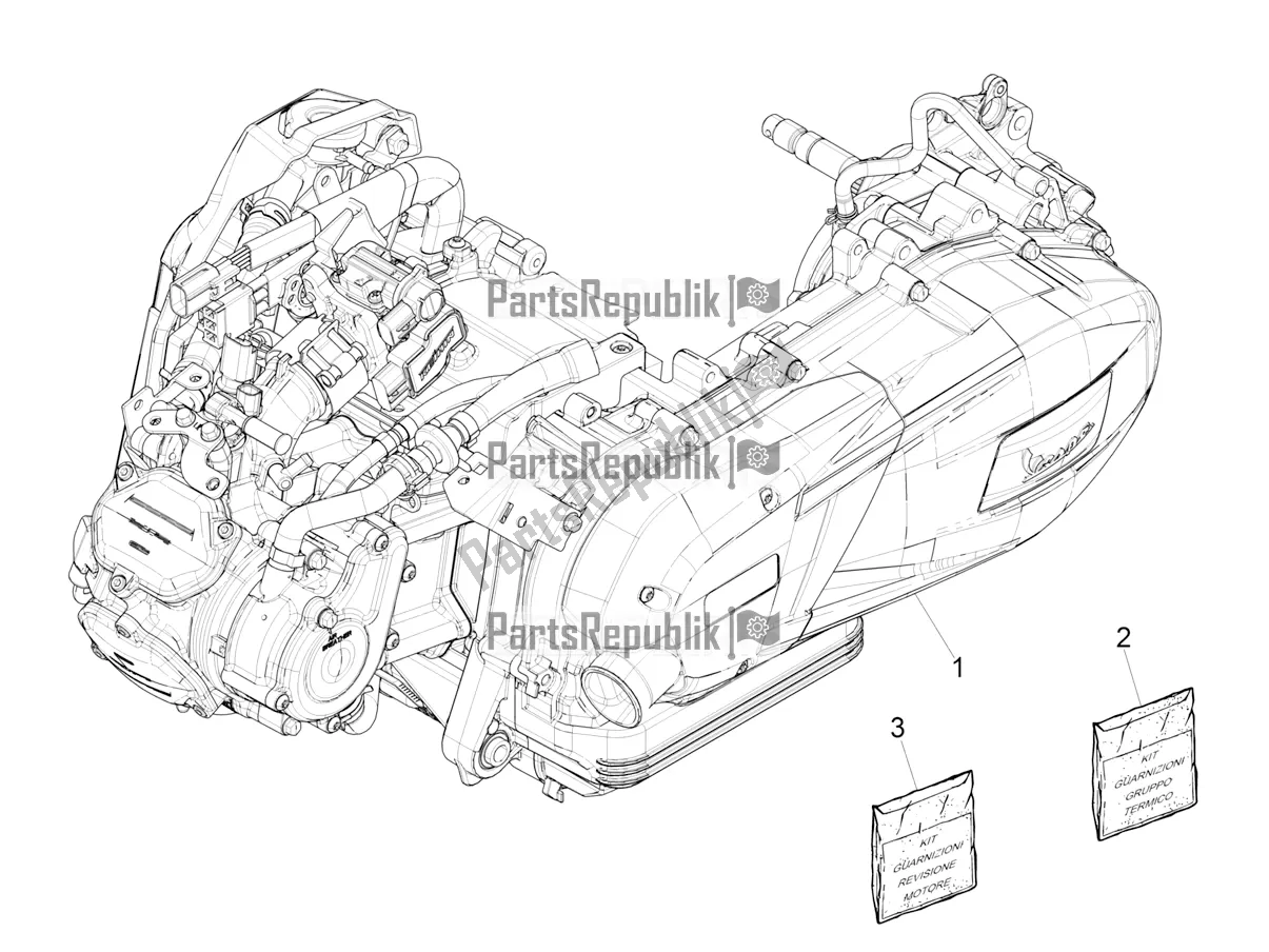 All parts for the Engine, Assembly of the Vespa GTS 125 Super ABS Apac 2022