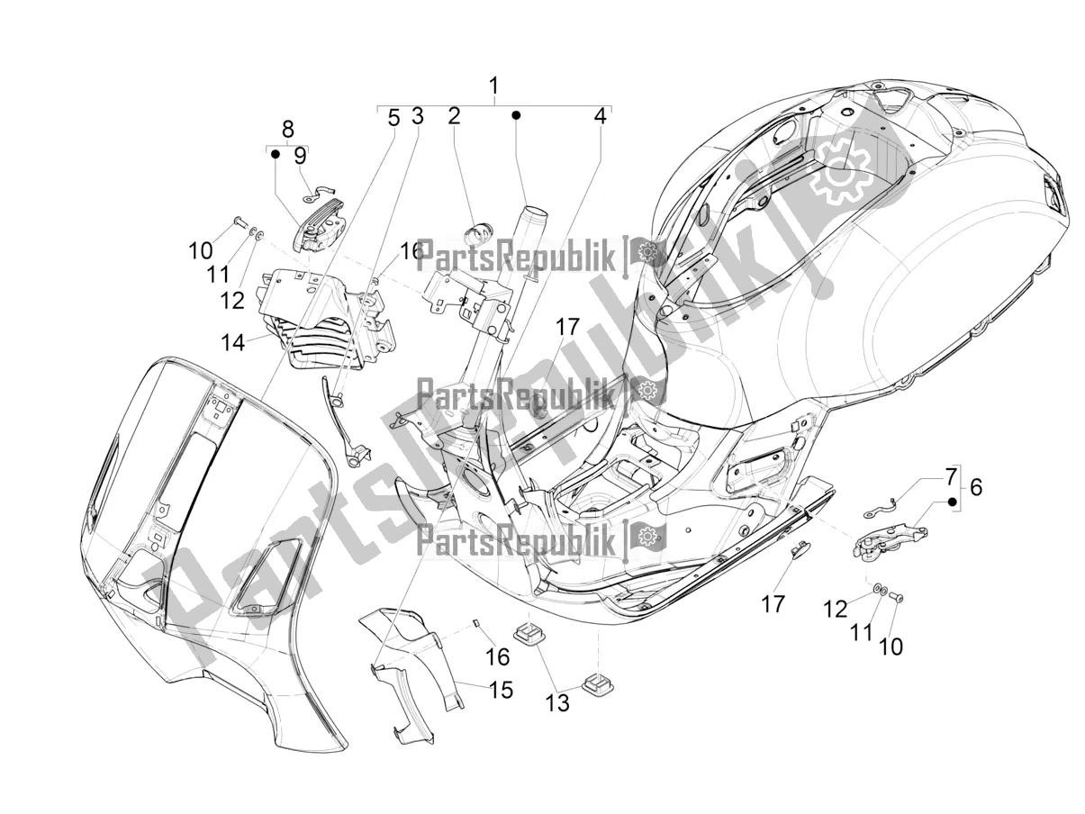All parts for the Frame/bodywork of the Vespa GTS 125 Super ABS Apac 2022
