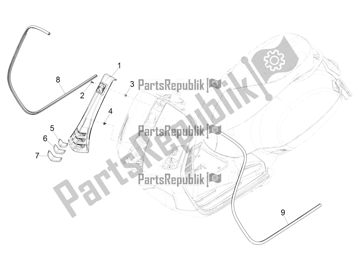 Alle onderdelen voor de Voorste Schild van de Vespa GTS 125 Super ABS Apac 2022